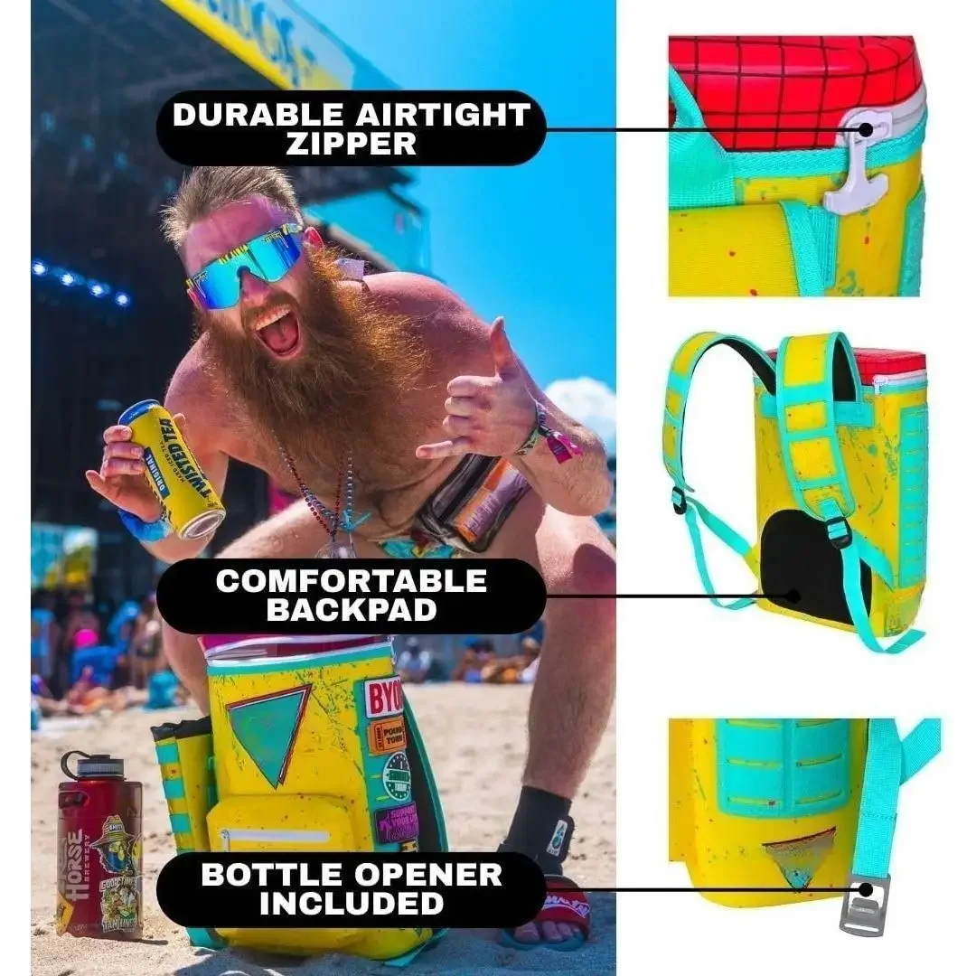 مبرد W_Coolers للتخييم والسفر والشاطئ وصندوق غداء ناعم للأطعمة والمشروبات والثلج، محمول ومقاوم للماء حقيبة معزولة 24 ساعة