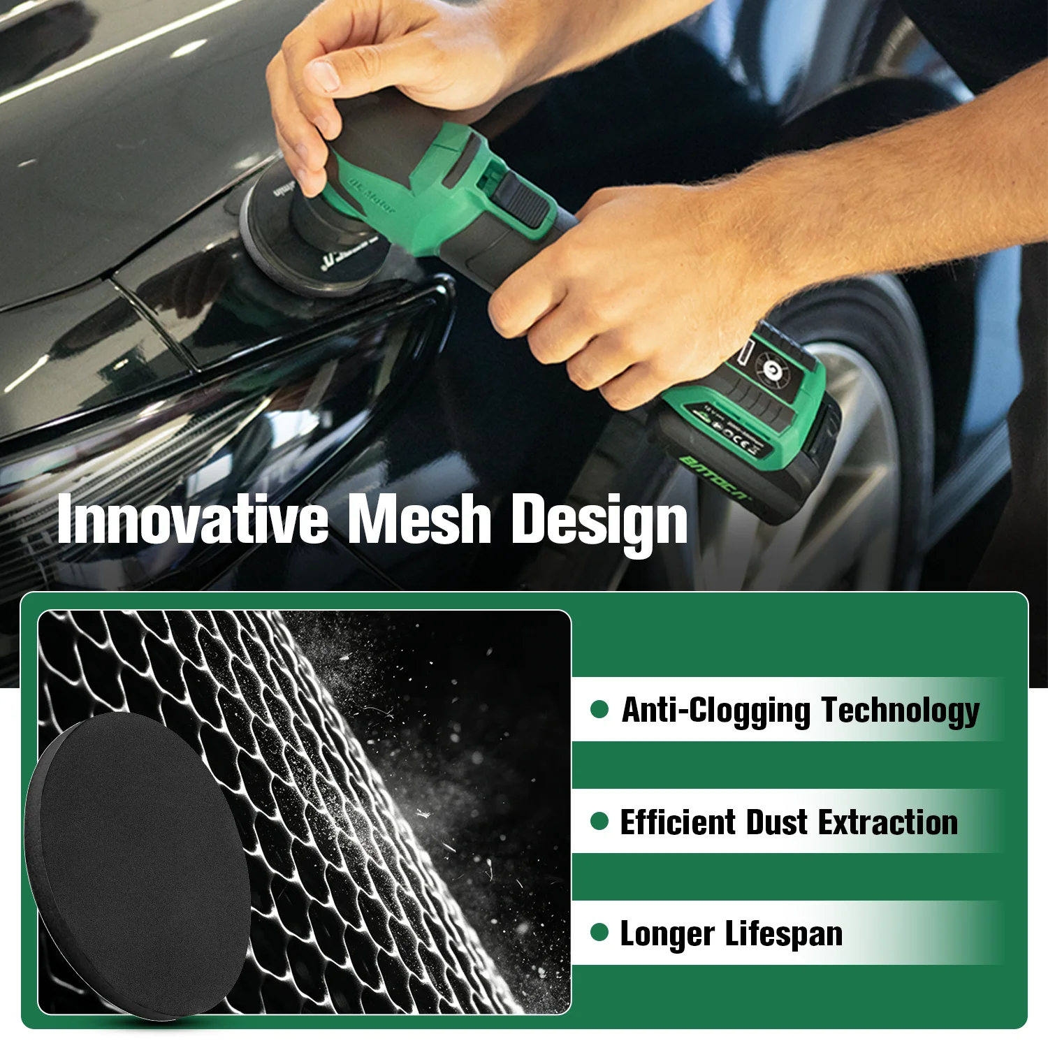 BATOCA 12Pcs 3 Inch Mesh Sponge Foam Sanding Discs Wet Dry Hook Loop 600-3000 Grit Car Polish Headlight Restoration Pad view 4