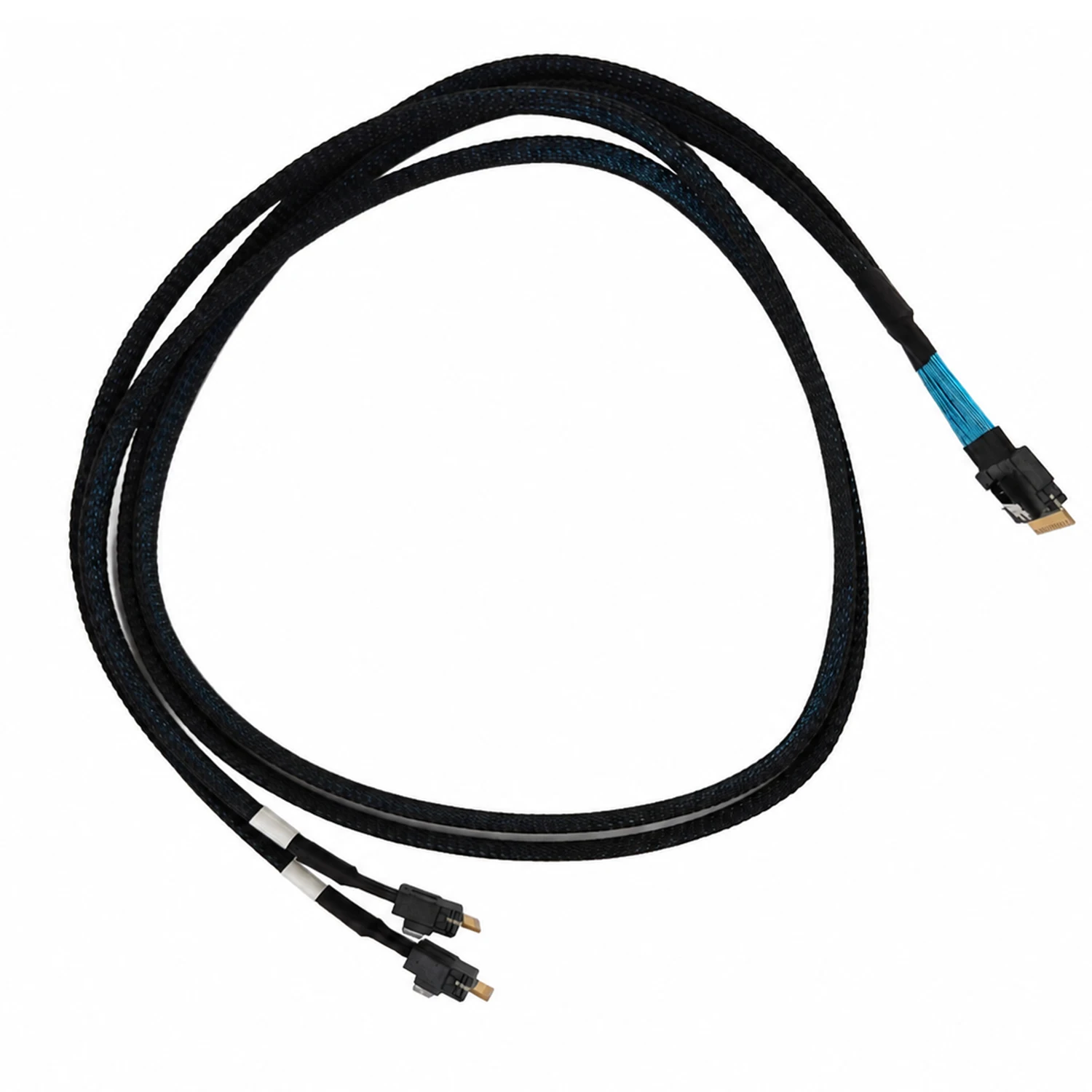 Slim SAS 8i to Dual 4i SFF-8654 Gen4 Server Data Cable 1M Silver-Plated High Speed Storage Backplane Breakout Cable