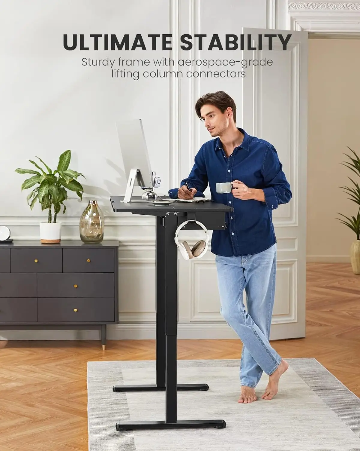 Electric Standing Desk Keyboard Tray 55x28 Inches Adjustable Height Sit Stand Home Office Computer Workstation Black, Customized