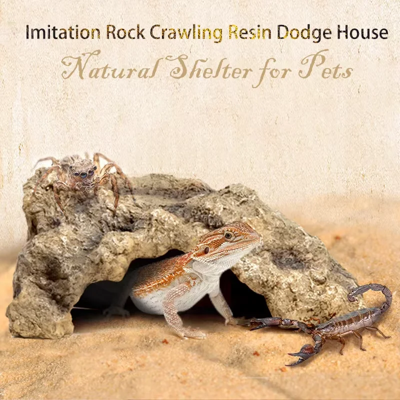 Escondite de Roca para Reptiles, Cueva de Resina, Plataforma para Tomar el Sol para Tortugas, Refugio para Lagartos, Escondite para Dragón Barbudo, Terrario para Anfibios