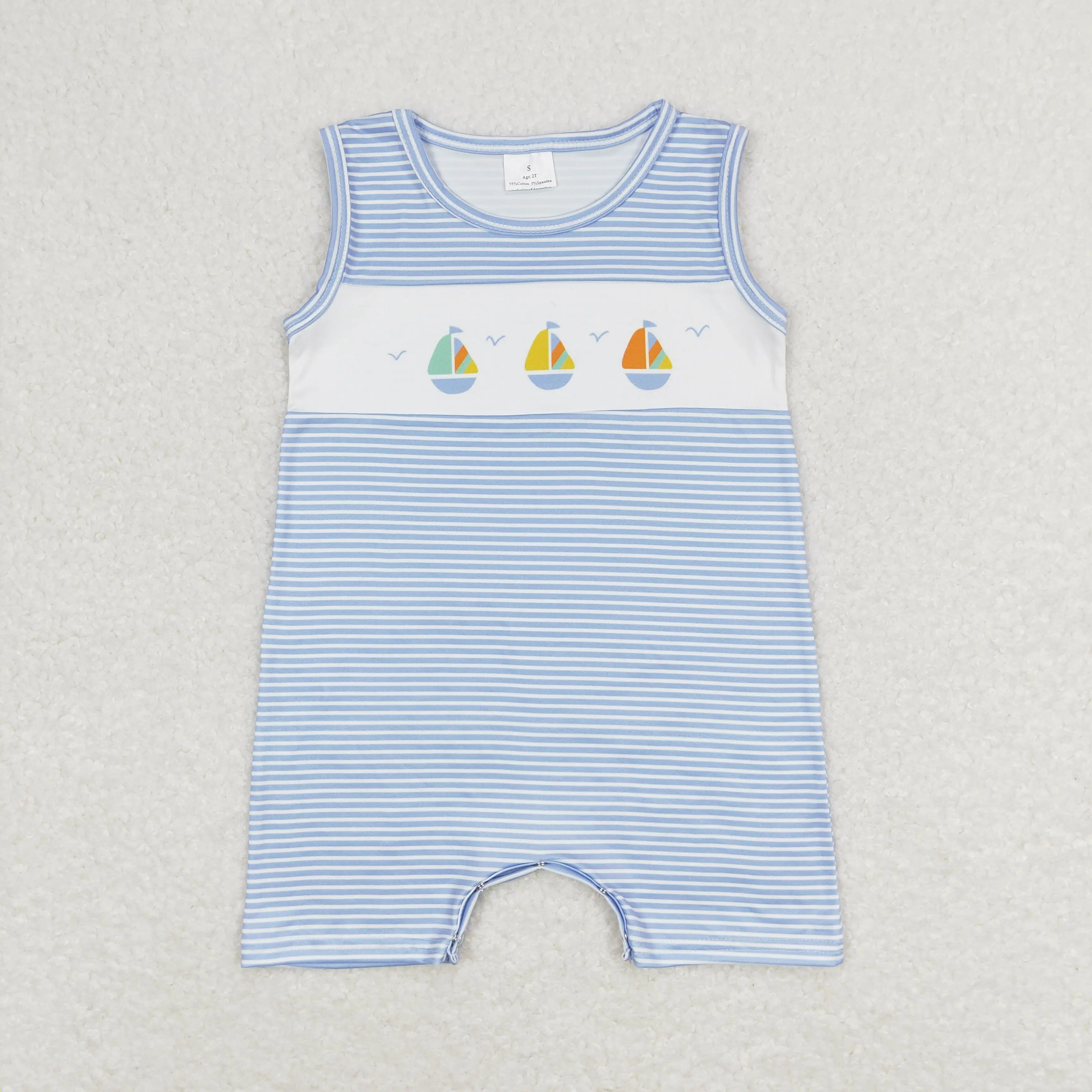 

z93-15 SR1059 Wholesale baby boys clothes Stripe Blue Sleeveless romper Newborn baby boys clothes Summer Boutique baby rompers