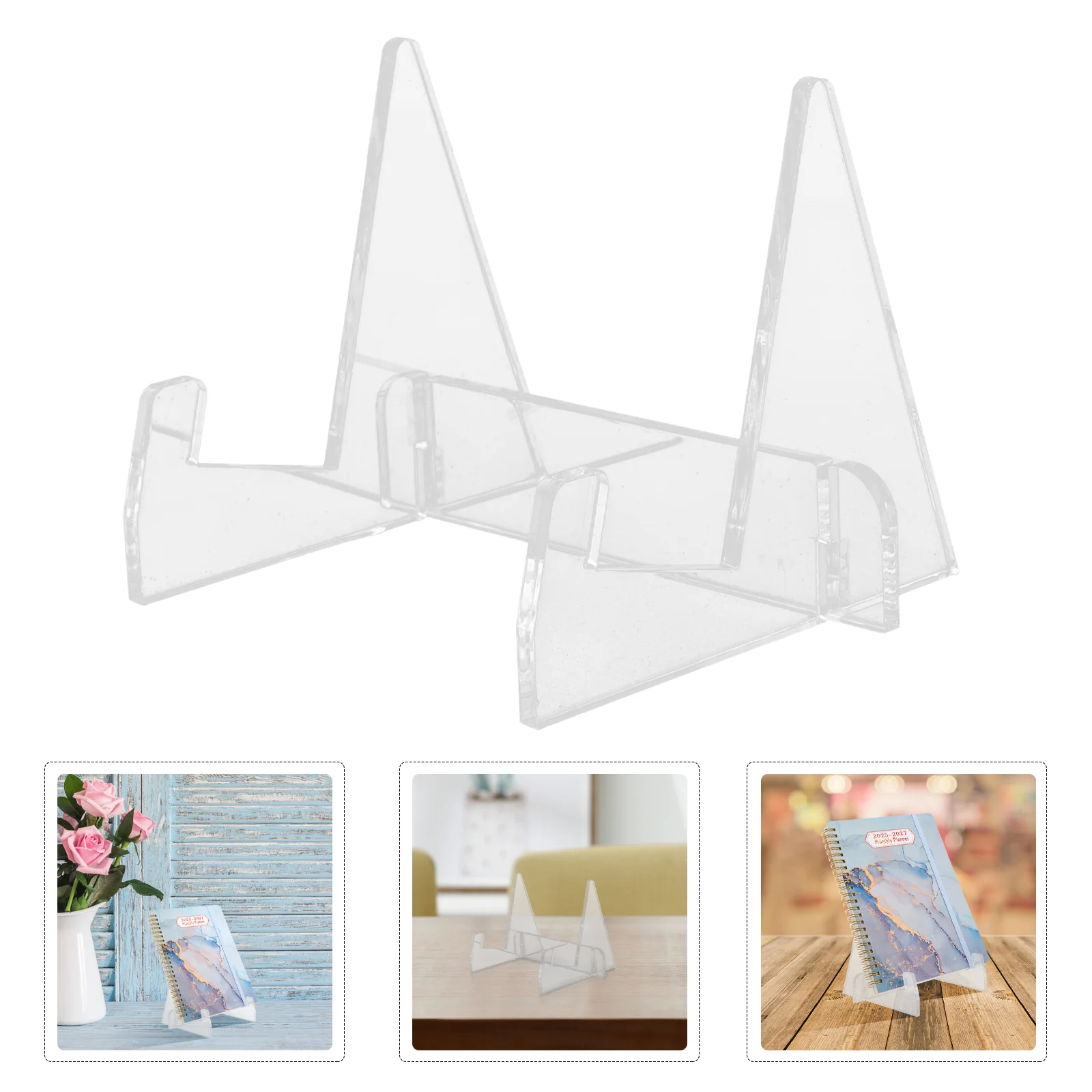 

Acrylic Bookshelf Clear Transparent Stand Office Kitchen Desktop Easel Recipe Holder Shelves Storage Display Rack