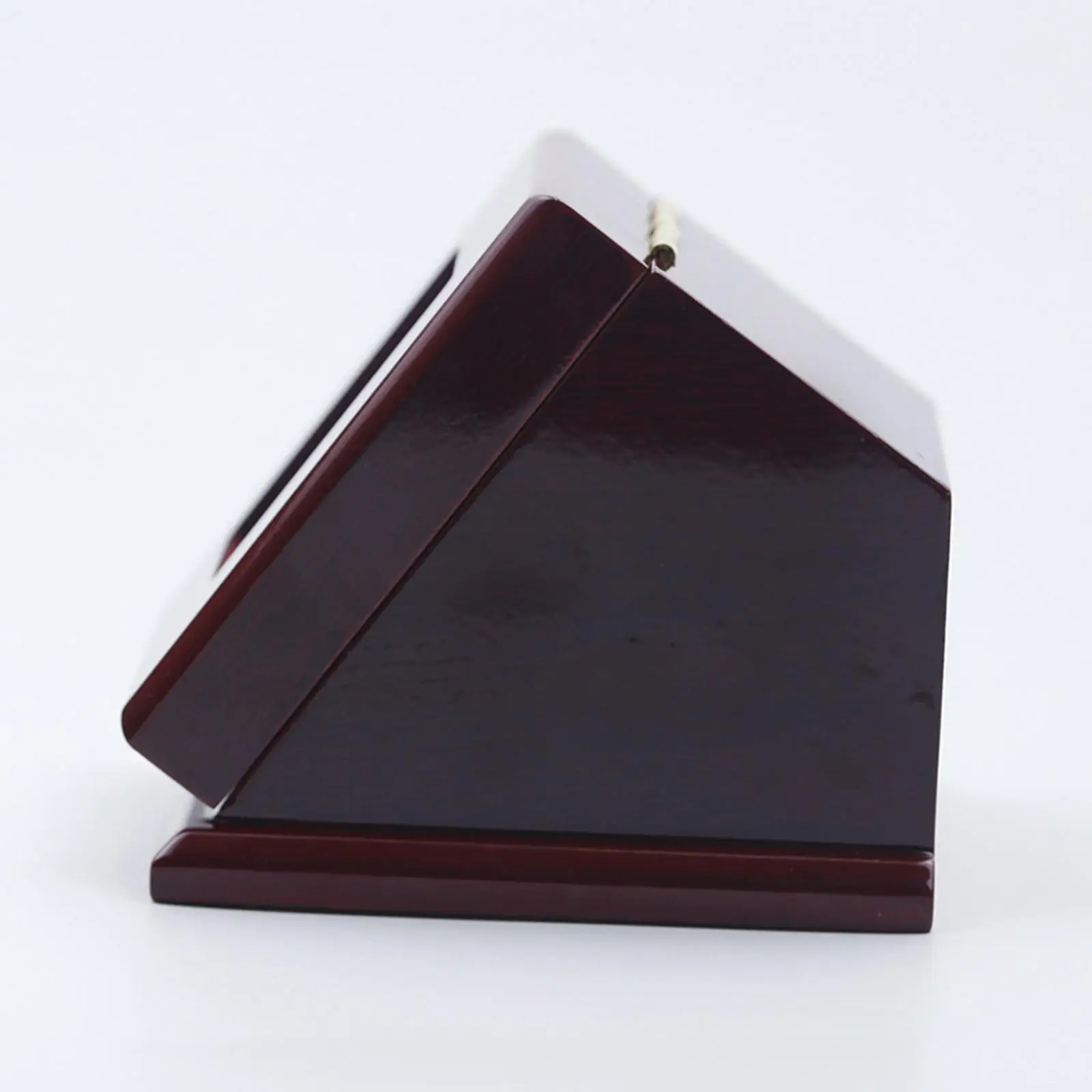 Ring Jewelry Display Case Wood Box with Glass Lid Single Stand Velvet Cufflink Holder for Champion Rings Memorabilia