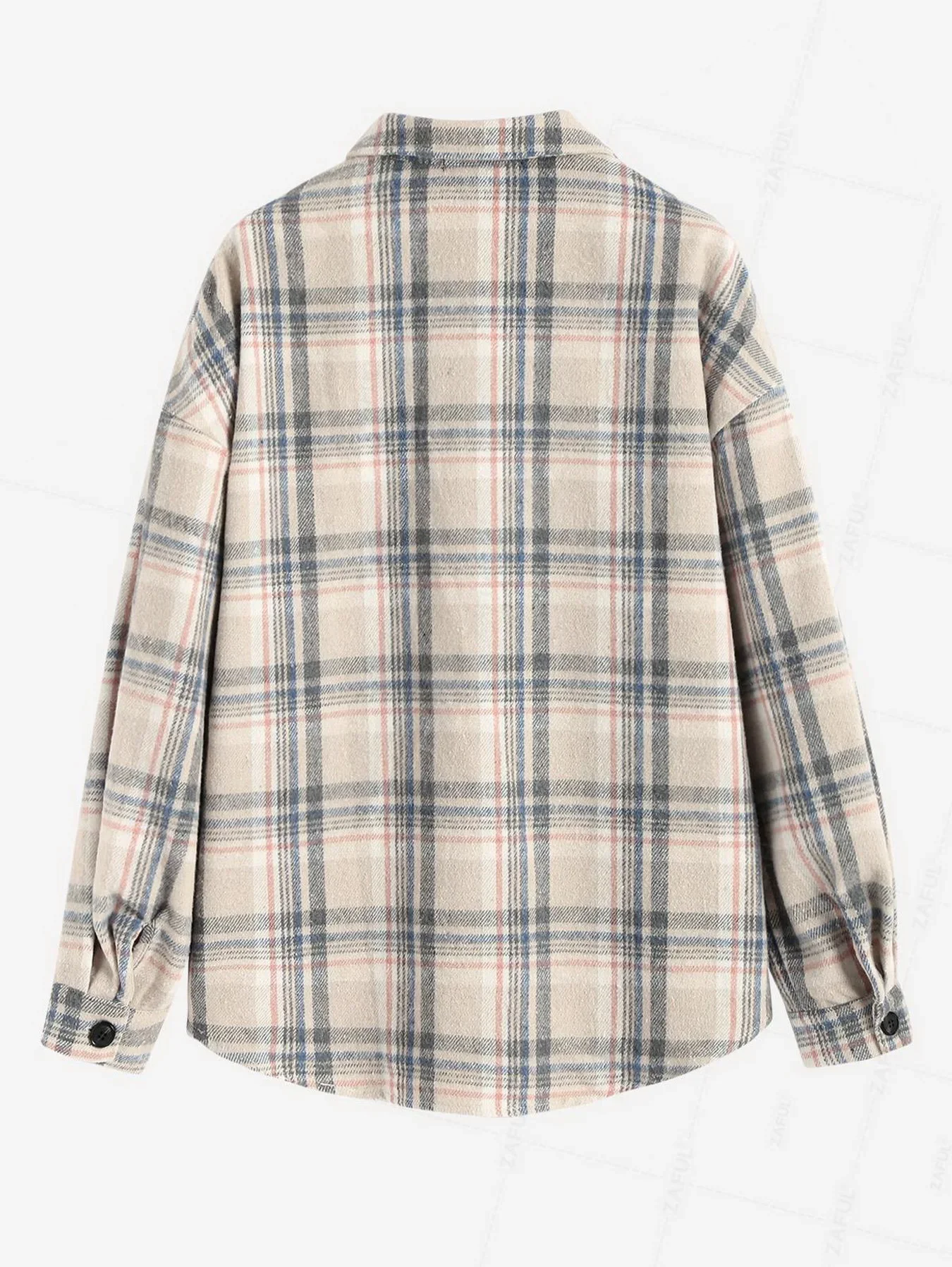 ZAFUL Vintage Plaid Pattern Single Breasted Flap Detail Wool Blend Shirt Jacket Shacket traffic on offer clearance free ship