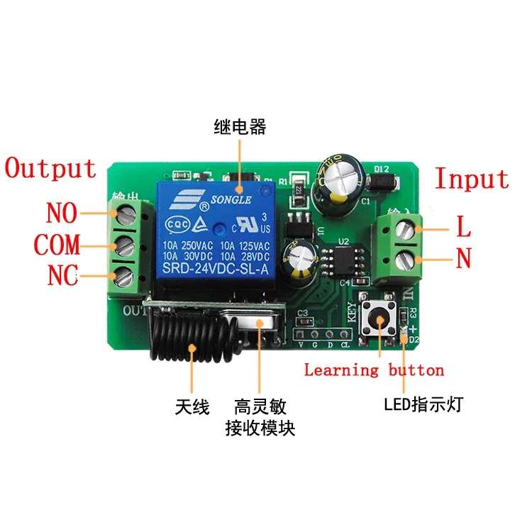 GERMA 433Mhz bezprzewodowy pilot przełącznik DC 12V 1CH moduł odbiorczy przekaźnika RF + 2botton nadajnik do drzwi bramy śmieci