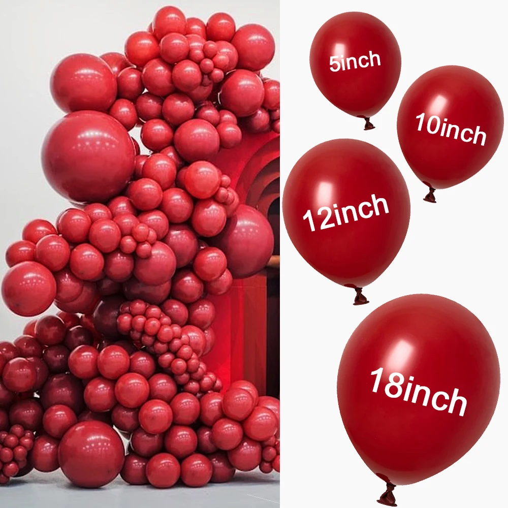 100Pcs Garnet Red Latex Balloons 5/10/12/18\