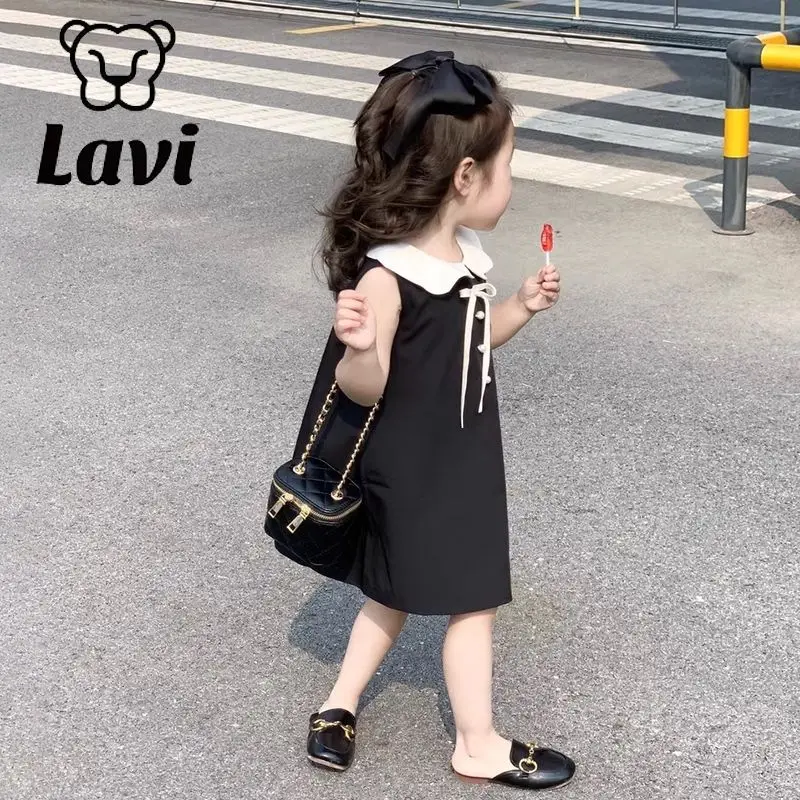 Vestito per bambini temperamento classico piccolo vestito nero ragazze senza maniche compleanno principessa estate gilet vestito Loungewear