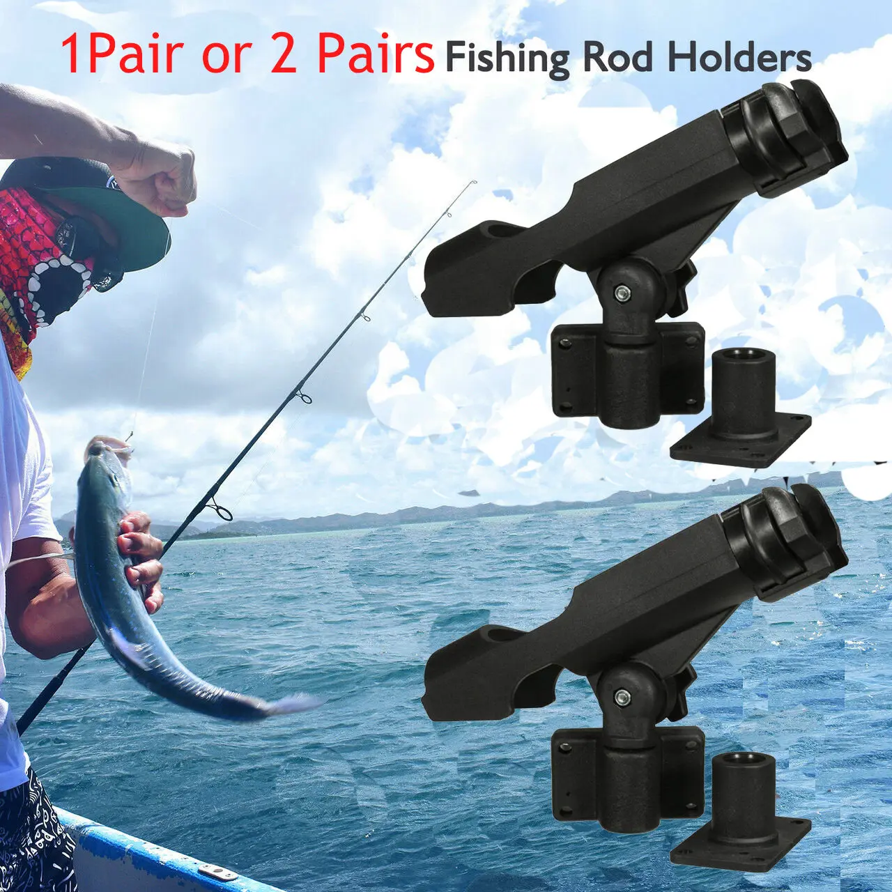 Rotatable Fishing Rod Holder Heavy Duty Stainless Steel Bracket for Kayaking Boat Yacht Gunnel Side Easy Install Tool
