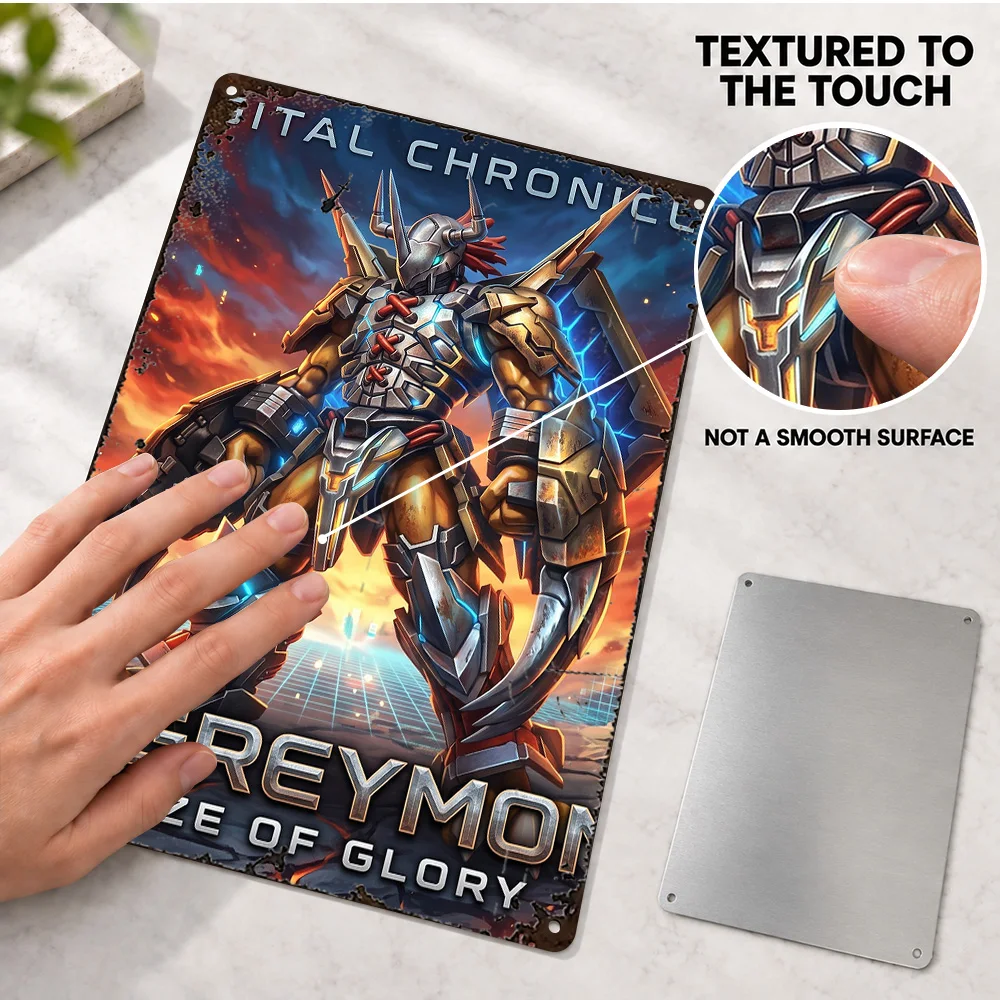 WarGreymon X Blaze Of Glory Printed Poster Customized Aluminum Metal Sign Cinematic Digital Illustration Wall Art For Bedroom