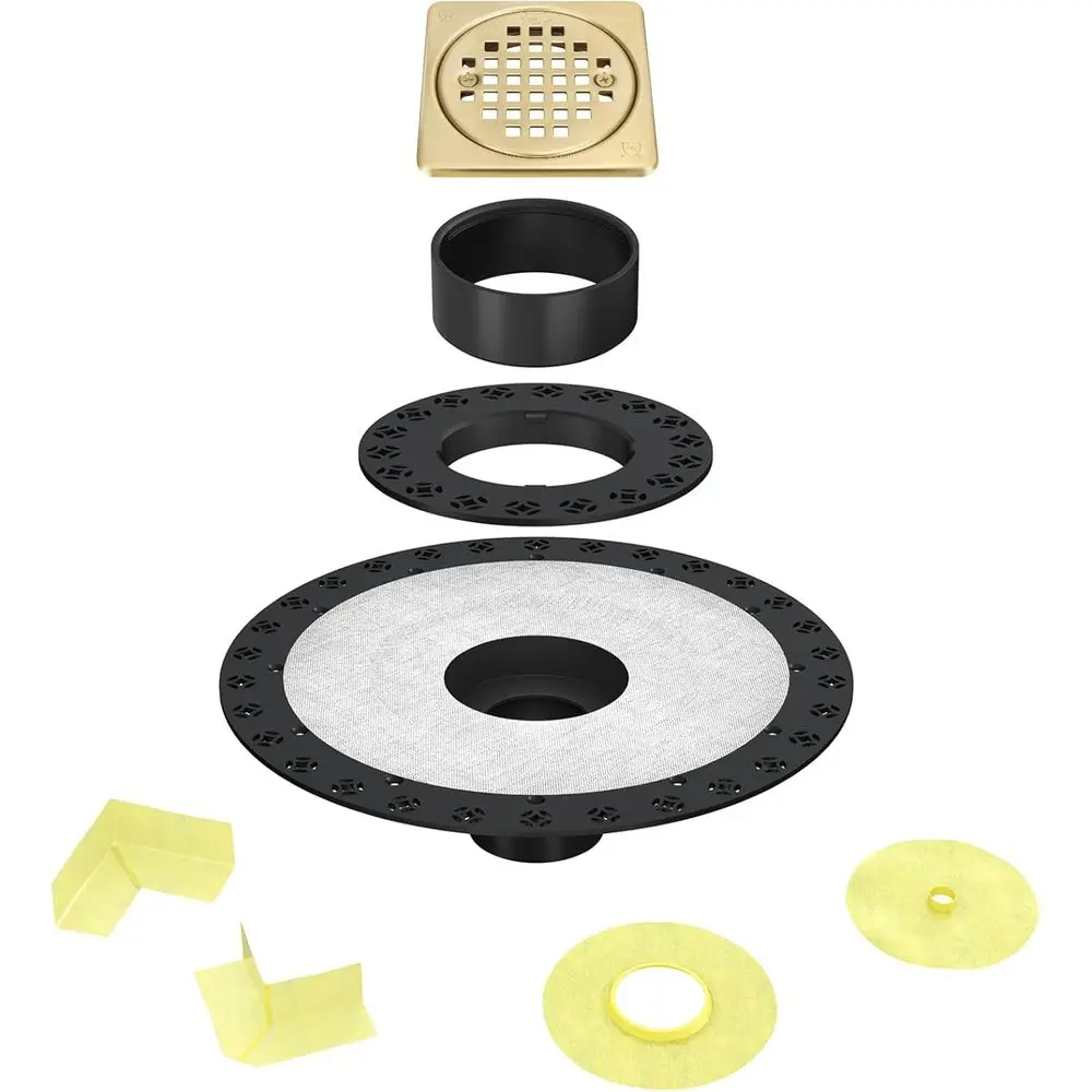 

2 Shower Floor Drain Kit - Universal for Shower Drain Systems - Matte Black, Stainless Steel Grate, ABS Body, CUPC Certified