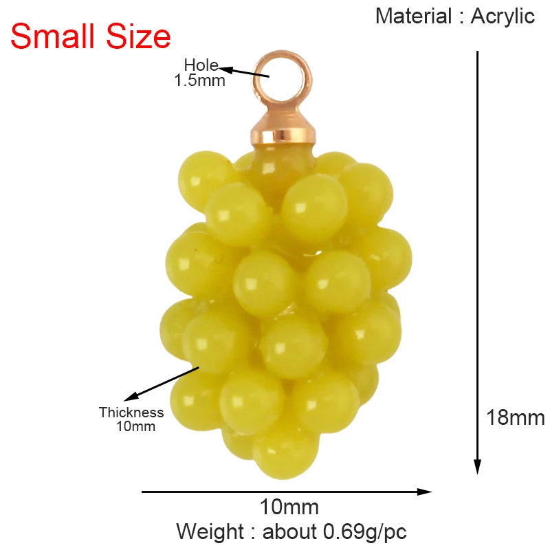Arylic 3D Obst Erdbeere Traube Mango Durian Wassermelone Kirsche Granatapfel Charm Anhänger, Schmuck Halskette Armband Versorgung S18 – Detail 36