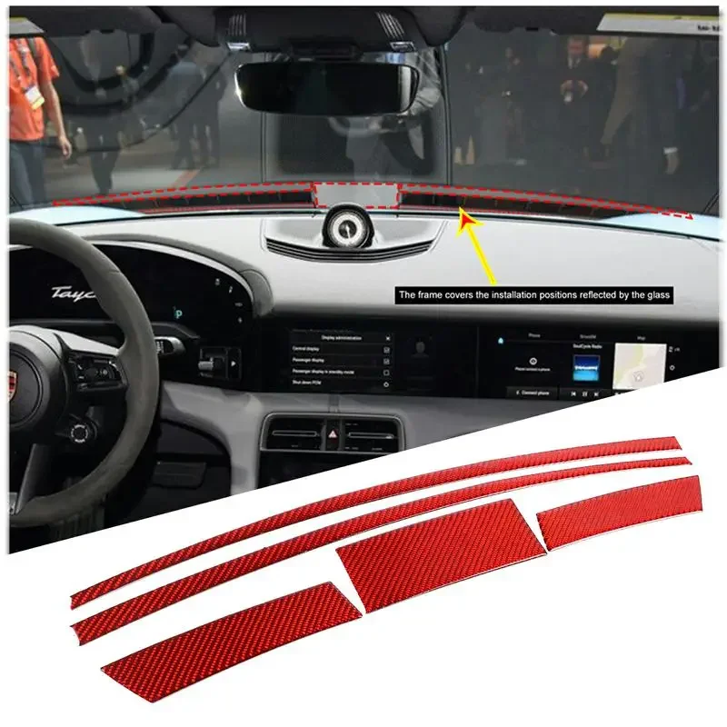 

For Porsche Taycan 2019-2024 Soft Carbon Fiber Car Dashboard Control Trim Strip Sticker Interior Car Accessories