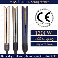 2 IN 1 Professional Hair Straightener Hair Dryer Heat-Up Flat Iron Negative Ion Iron Long-Lasting Styling 220V Hair Straightener