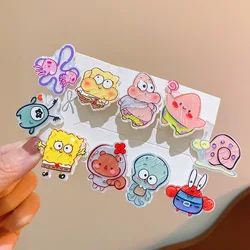 Spongebob Acrylic Hairpins Cartoon Patrick Star Anime Girls Barrettes Kawaii Hair Accessories Kids Birthday Gift
