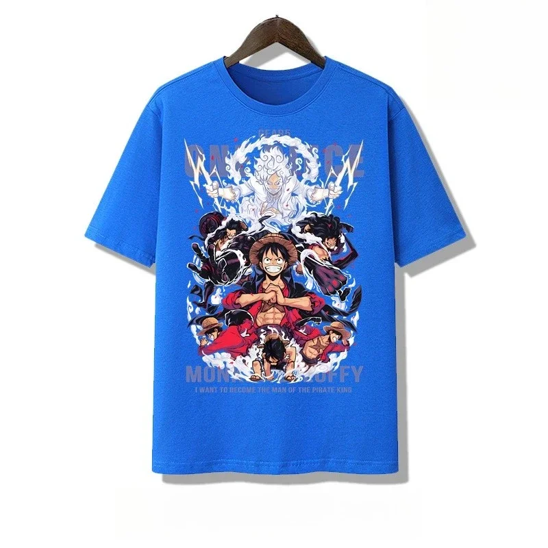 2025 Men ONE PIECE Summer Hot New Y2k Peripheral Pure Cotton Clothes Nautical King Luffy Five-speed Sauron Trendy Loose T-shirt