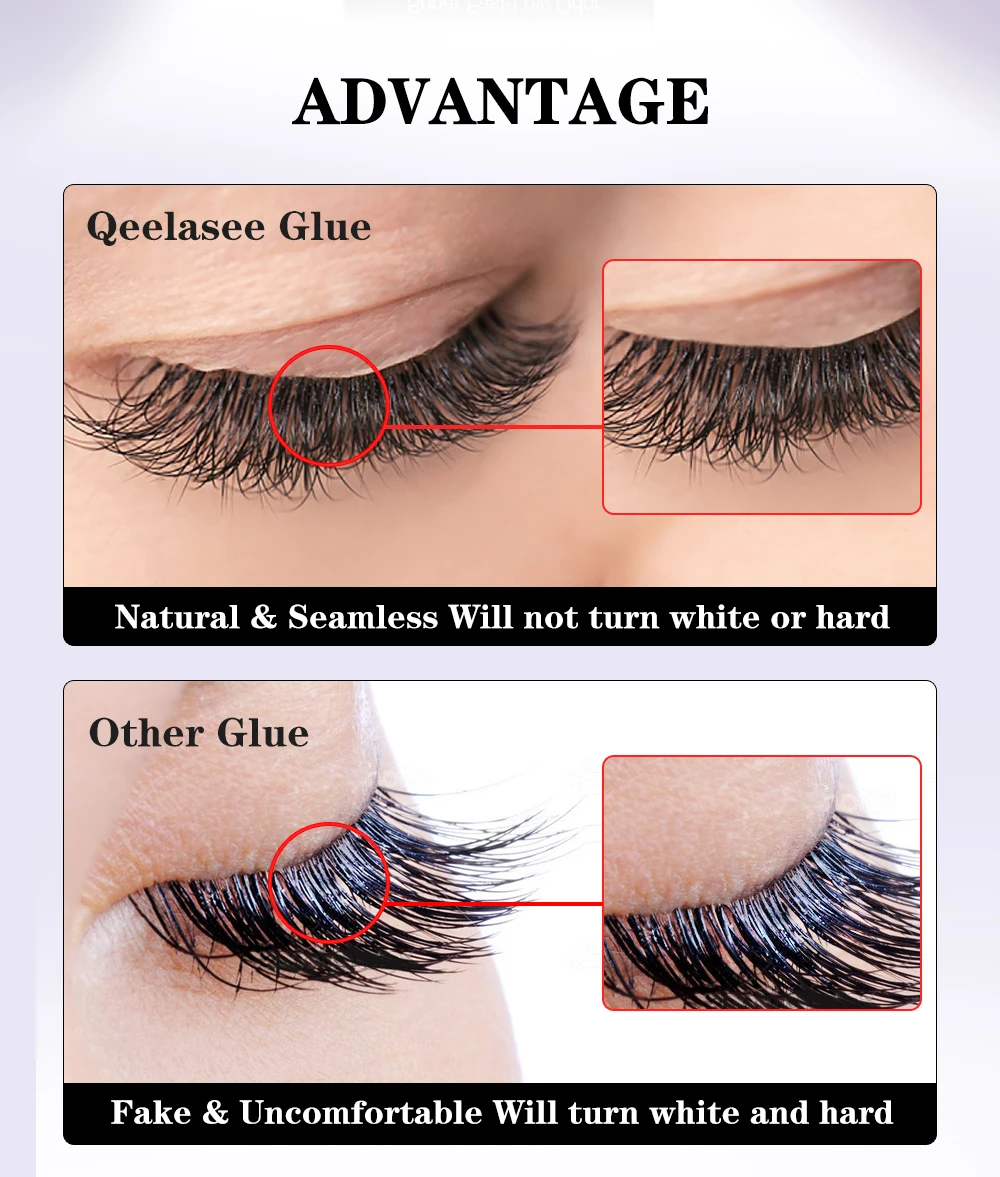 Qeelasee Wimpernkleber, 0,5 s, schnell trocknend, professioneller Wimpernverlängerungskleber, wasserfest, mild, langlebig, Make-up-Werkzeug, Wimpernkleber – Detail 2
