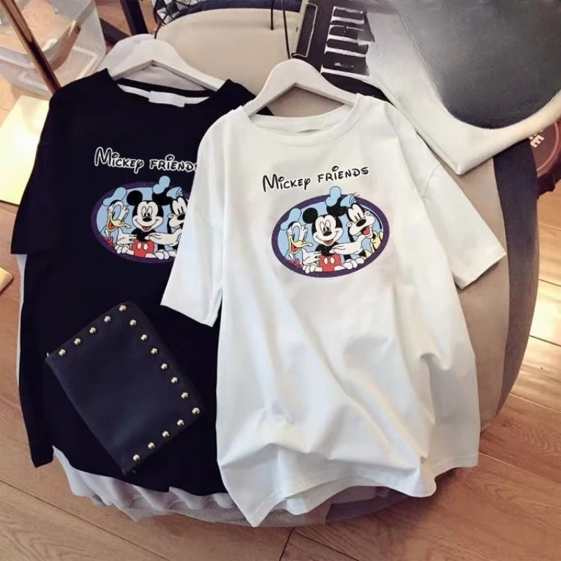 

Kids Mickey Print Tee, Korean New Short Sleeve Top for Small & Big Children, Breathable Sweat-Absorbent Shirt & Casual Outfit