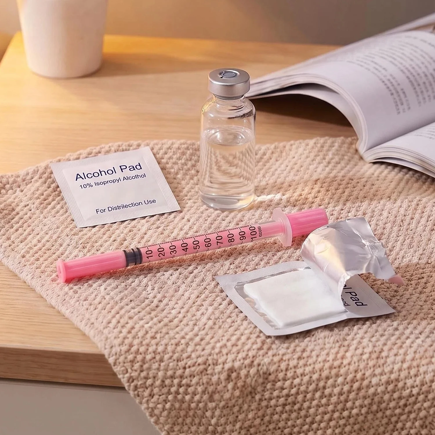 10/30/50 Stück 1ml Rosa Insulinspritze mit 8mm Nadel, EO-Gassterilisiert in Blisterverpackung für Schönheitsgeräte, Einwegartikel – Detail 3
