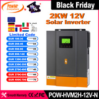 PowMr EU 2KW Hybrid Solar Inverters 12V V Pure Sine Wave With Charging Battery 80A MPPT Solar Charge Controller Max PV 400VDC