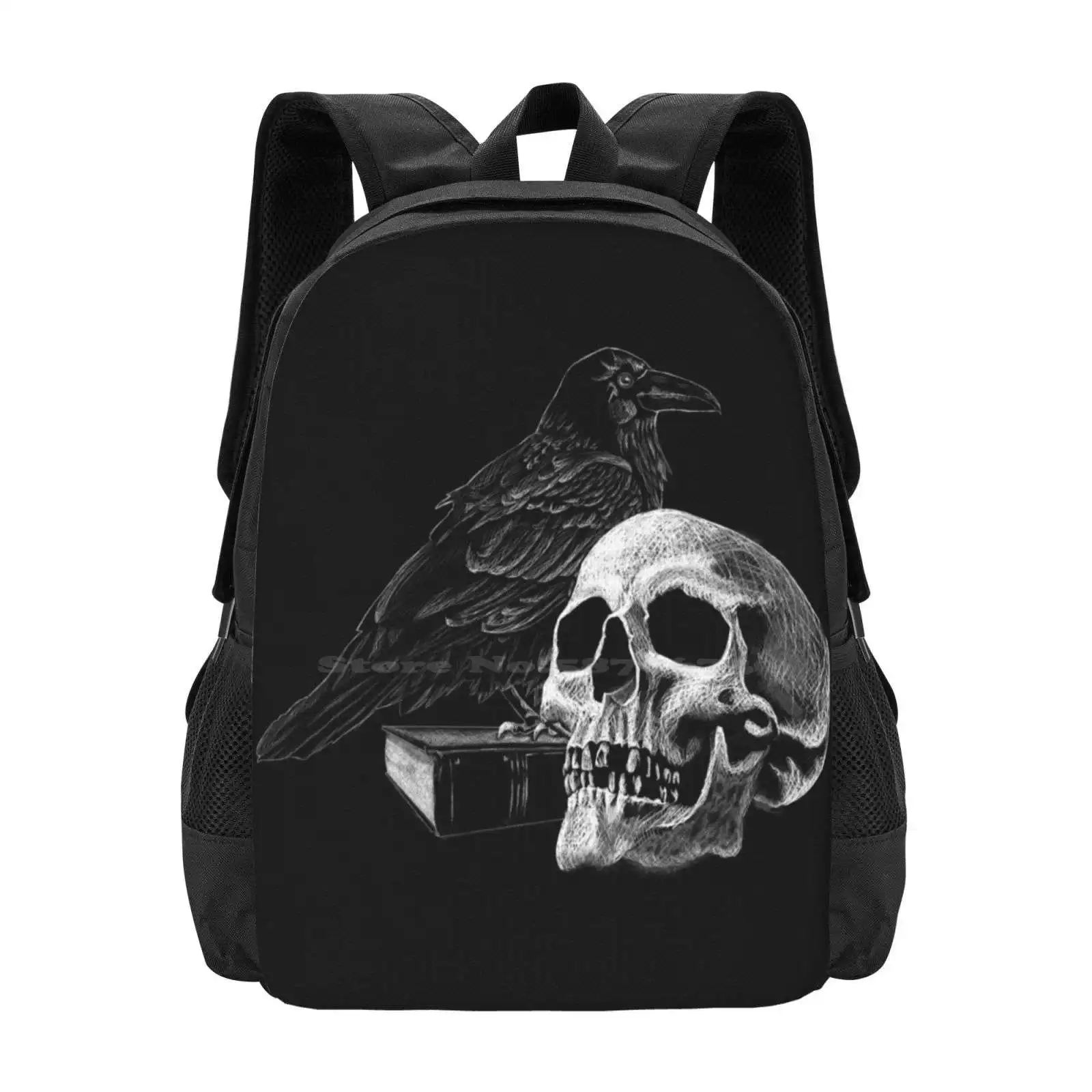 Quoth The Raven With Skull School Bags For Teenage Girls Laptop Travel Bags Quoth The Raven Poe Edgar Allen Nevermore