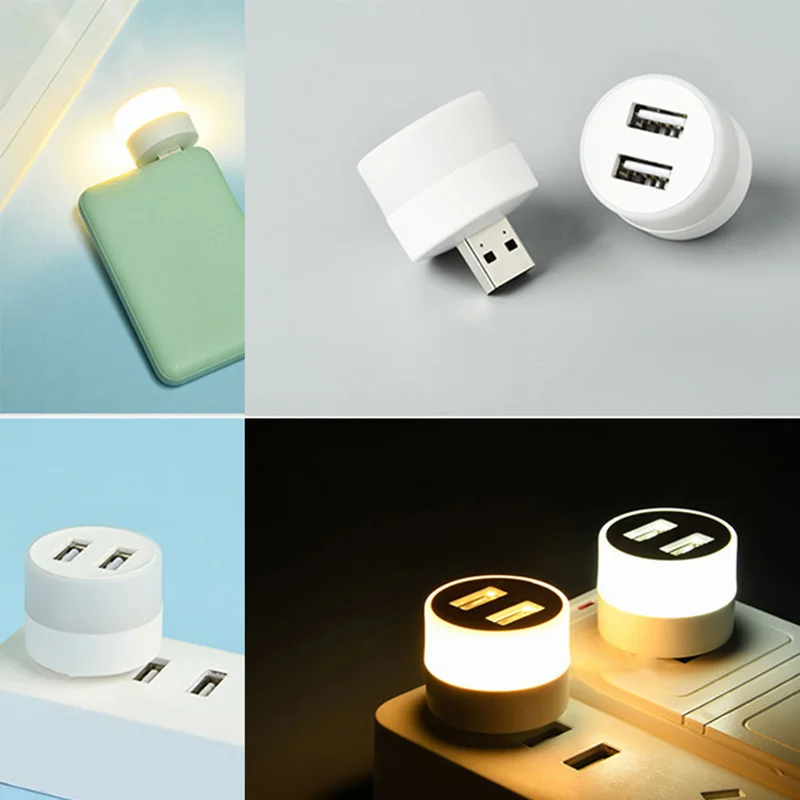 USB Plug Lamp Mobile Power Charging Small Book Lamps LED Eye Protection Reading Night Light Small Light with USB splitter