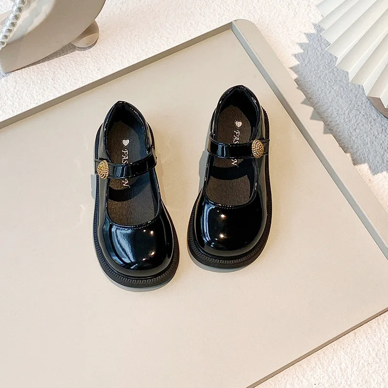Autumn New Princess Flat Children's Shoes for Girl Black Mary Jane Loafers Sneakers Kids Party Shoes Student Leather Shoe 6 Year