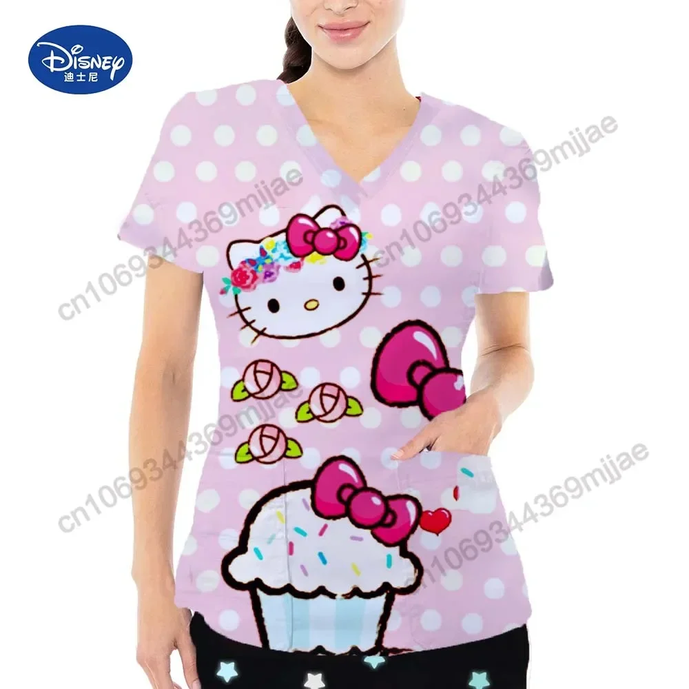 

Лето 2022, новая униформа медсестры в стиле Y2k с двойным карманом, женская блузка с v-образным вырезом, дизайнерская удобная футболка для женщин