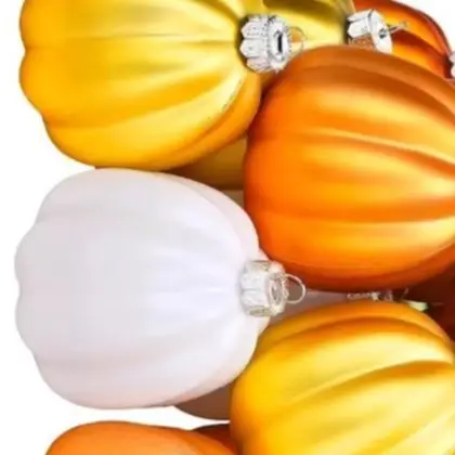 Halloween Pumpkin Ornament Set Plastic 24 Piece Hanging Decor for Mantel Shelf Tabletop and Exterior Lighting Areas