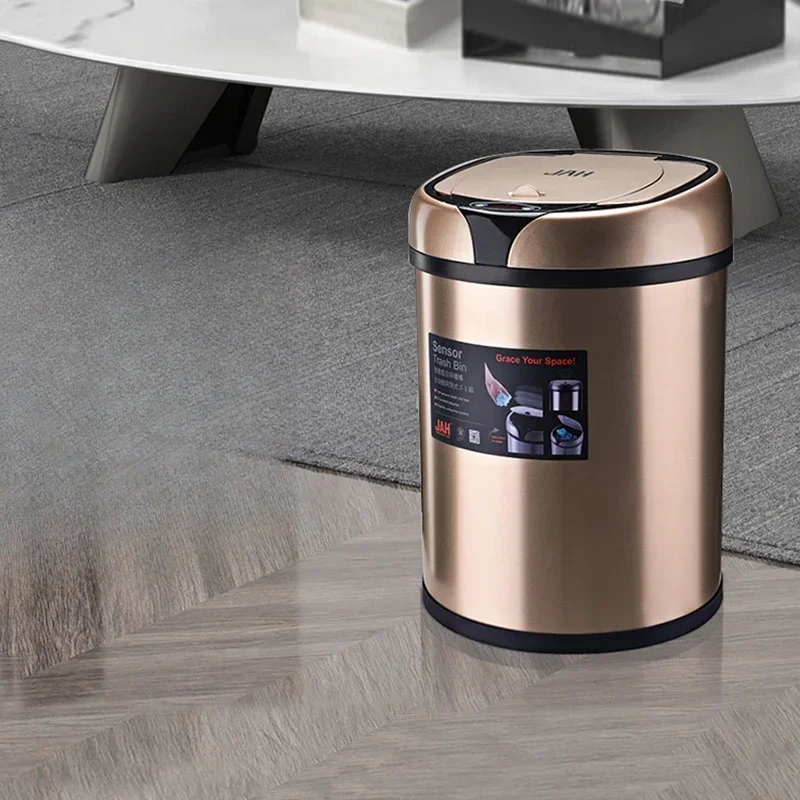 

Intelligent stainless steel fully automatic induction garbage bin, household living room, bathroom, bedroom with cover