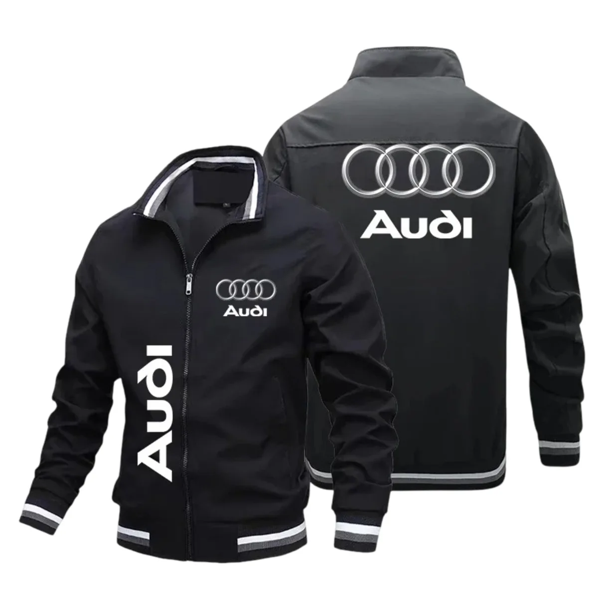 

2026 Edition Men's Casual Motorcycle Jacket, featuring Audi logo, without brim, casual jacket. Available in multiple colors. Fas