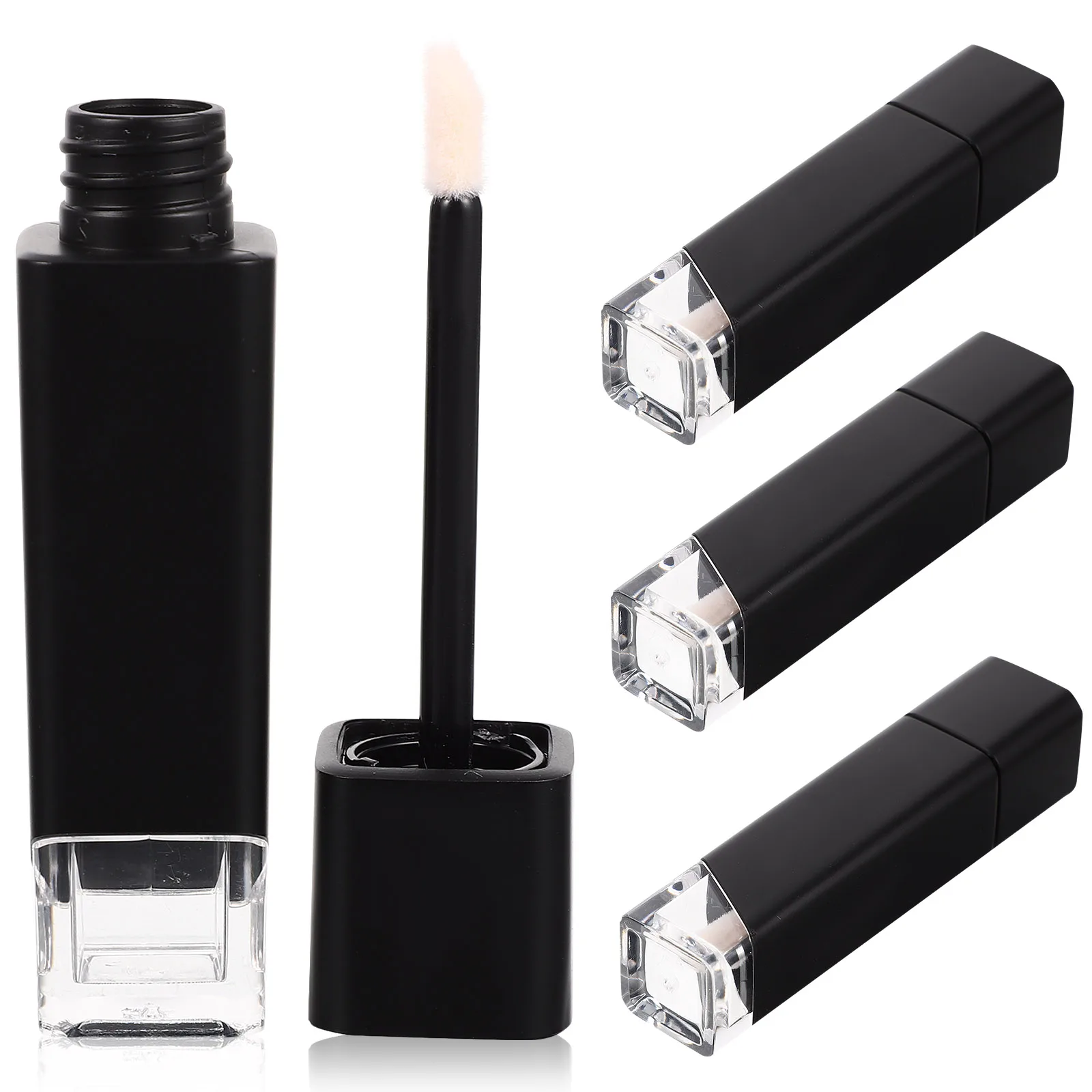 

4pcs Lip Tubes Refillable Lip Gloss Tubes Refillable Empty Containers Transparent Base Compact Lightweight DIY Plastic Tools