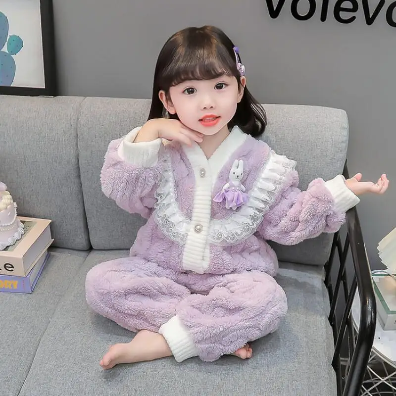 

Fashion 2-Piece Set Children's Clothing Jacket Kawaii Casual Coat Tops Infant Girl Elementary Student Pajamas Child New Style