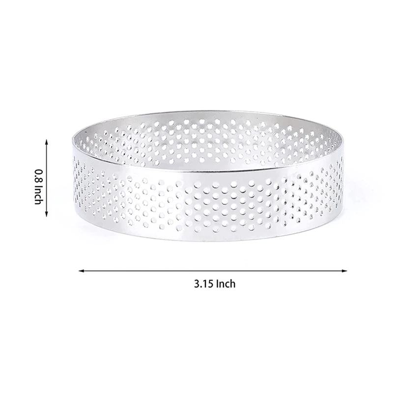 36 Pack Round Tart Ring, Mousse Rings, Stainless Steel Heat-Resistant Perforated Mousse Rings, Metal Round Ring Mold