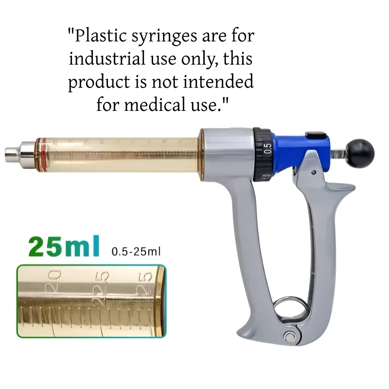 25ml/50ml Adjustable Continuous Syringe Veterinary Injector for Cattle Sheep Pig Poultry Vaccine Reusable