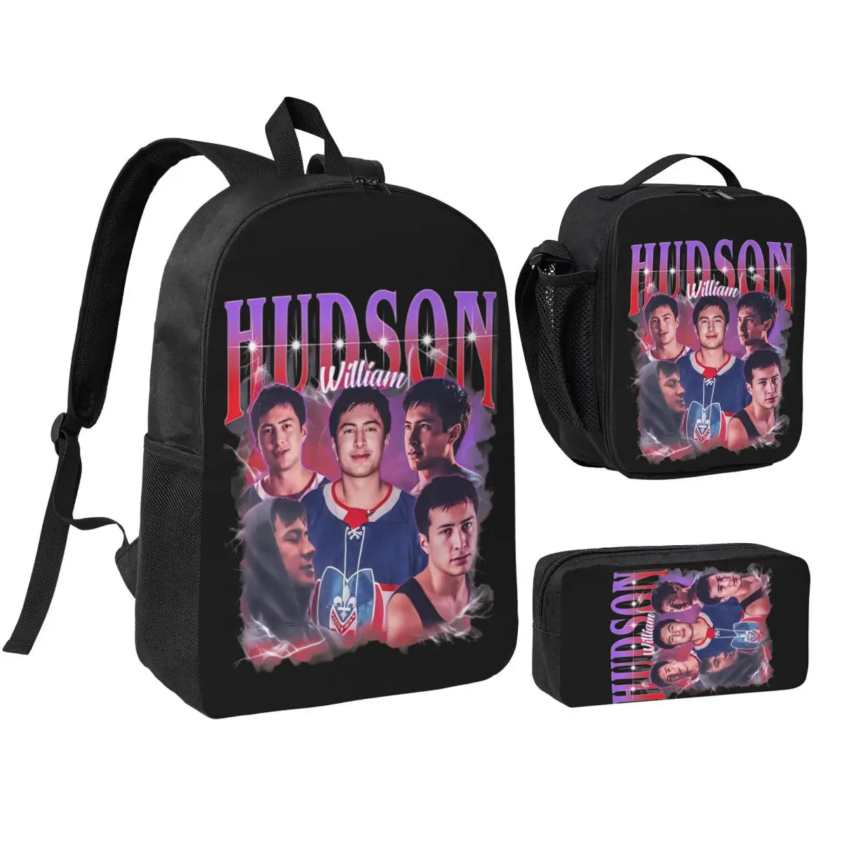 

3pecs/set Hudsons William Hockey Рюкзак для студентов с подогревом Rivalry Сумка на плечо для средней школы Сумка для обеда Пенал