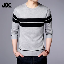 Men's Casual Striped Knit Spring and Autumn Long Sleeved Pullover Fashion Top