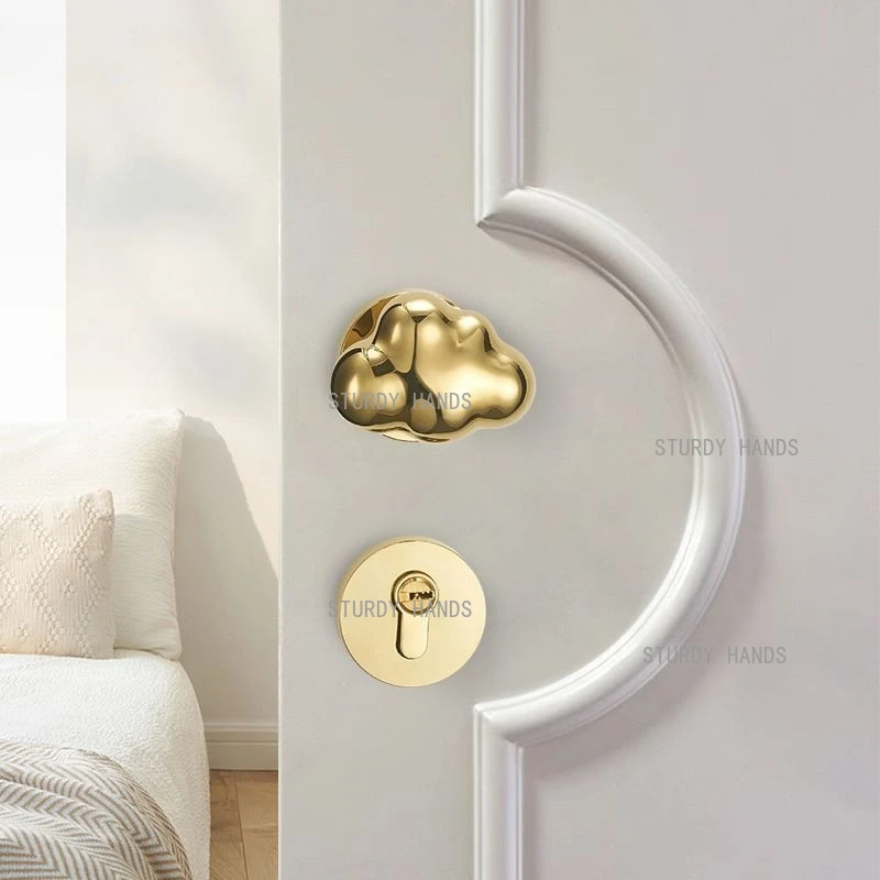 

Дверной замок в форме облака из цинкового сплава, роскошный кремовый стиль, дверь для спальни, бесшумный набор замков с разделенной ручкой