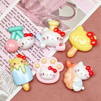 10 Pcs New Cute Cartoon Sushi, Ice Cream, Cake, Kitten Resin Scrapbooking DIY Jewelry Children Gift Hairpin Accessories B39