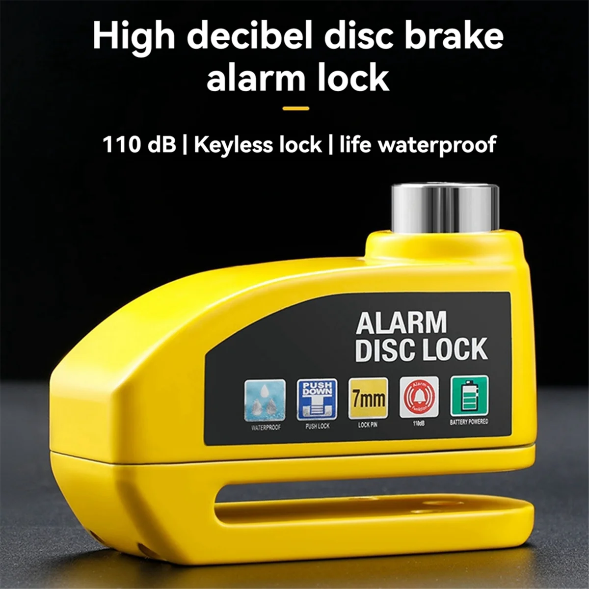 Bicycle Electric Vehicle Motorcycle Wheel Disc Brake Lock Security Anti-Theft Motorcycle Padlock Disc Lock Yellow