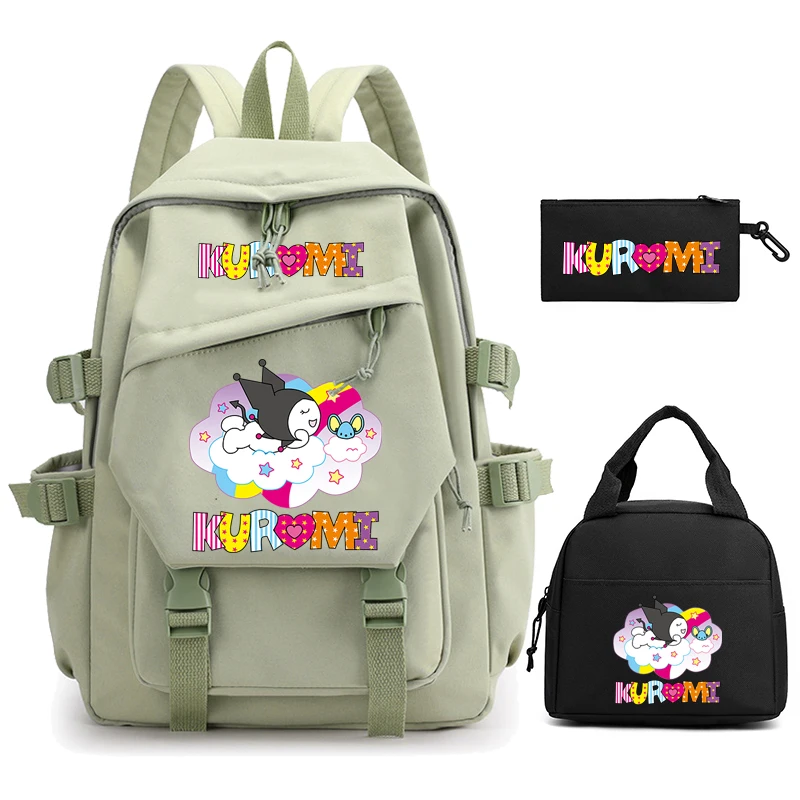 

3Pcs/set Sanrio Kuromi Backpack back to school bookbag with Lunch Bag pencil case for Children Girl Boy kid schoolbag Rucksack