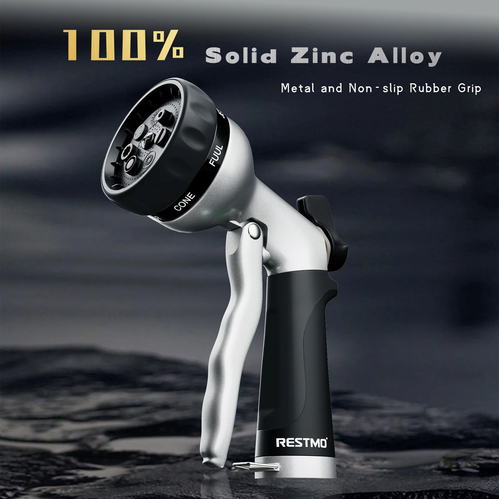 

Hose Sprayer Metal Body 7 Spray Modes Adjustable Pressure Lockable Trigger Rubber Gasket Leak-Free For Car Wash Outdoor Watering