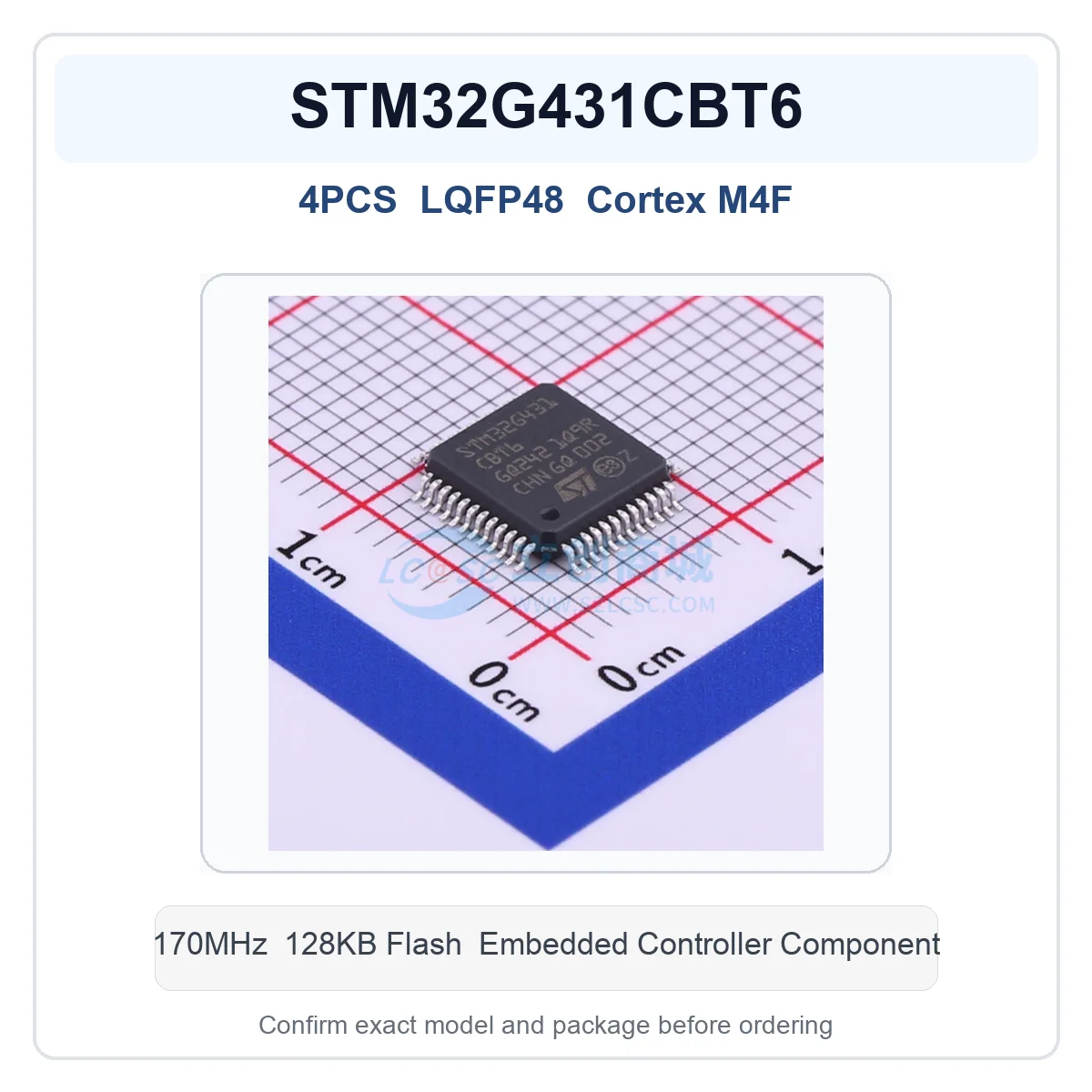 4pcs STM32G431CBT6 LQFP48 Cortex M4F 170MHz 128KB Flash Embedded Controller IC for PCB Repair DIY