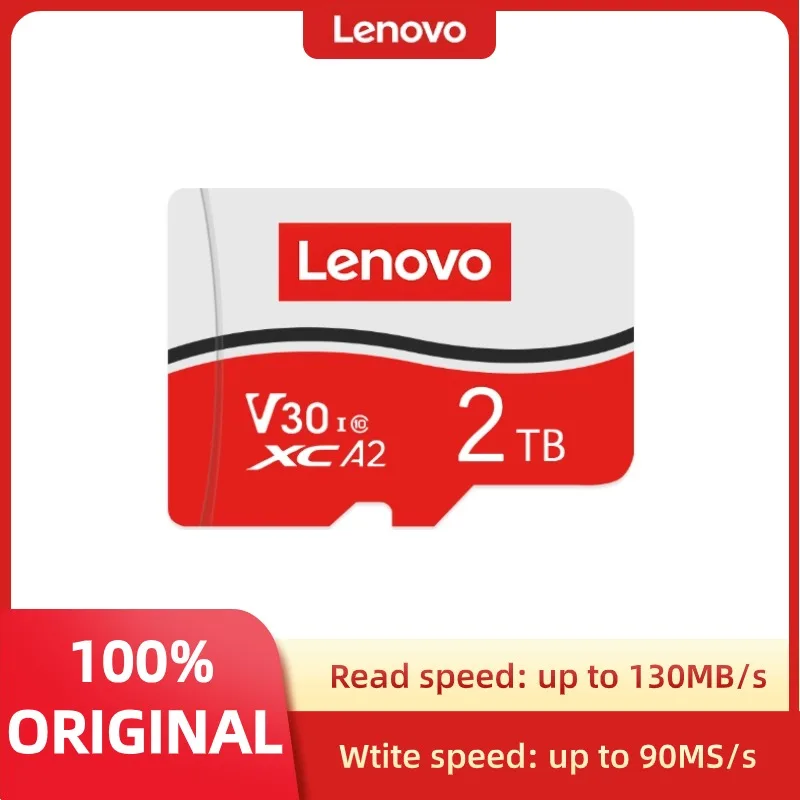 Lenovo-Mini tarjeta TF de gran capacidad, 2TB, Micro TF, SD, 256GB, Normal, tamaño completo, 128GB, tarjetas de memoria con adaptador para cámara/teléfono