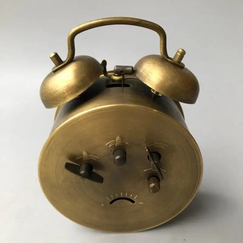 Antique reflow double alarm brass alarm clock ornament home collection
