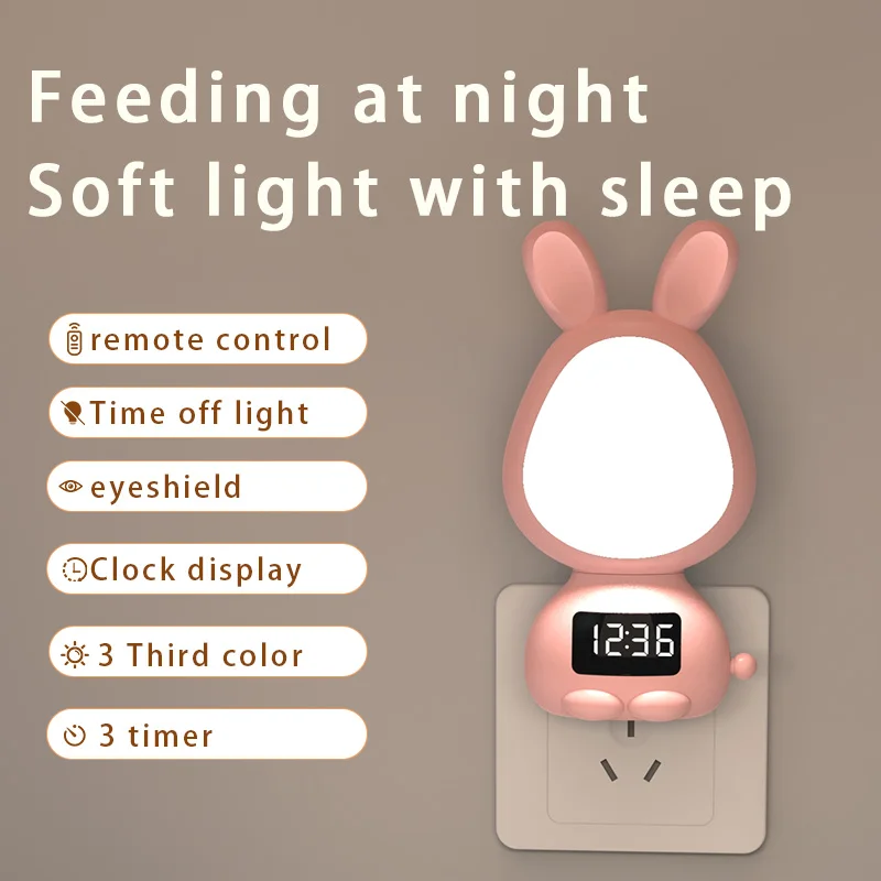 Lámpara de luz LED nocturna con despertador, Sensor táctil para dormitorio, Luz suave y cálida, regalo para niños, lámpara de mesita de noche para bebé, atmósfera