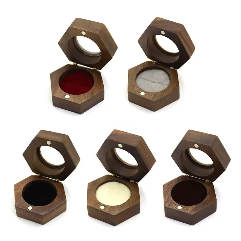 Wooden Ring Box Jewellery Display Gift Box for Women Proposal Engagement Wedding Dropship