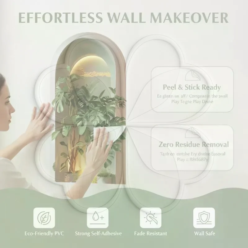 3Pcs Realistic Simulated Green Plant Potted Wall Decals Peel & Stick Removable Stickers for Living Room Sofa Backdrop