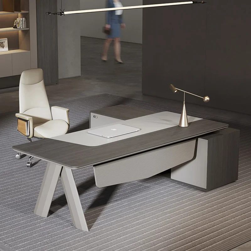 

Italian Minimalist Office Desk Nordic Creativity Designer President L Shape Desk Study Advanced Office Furniture Escritorio FYOD