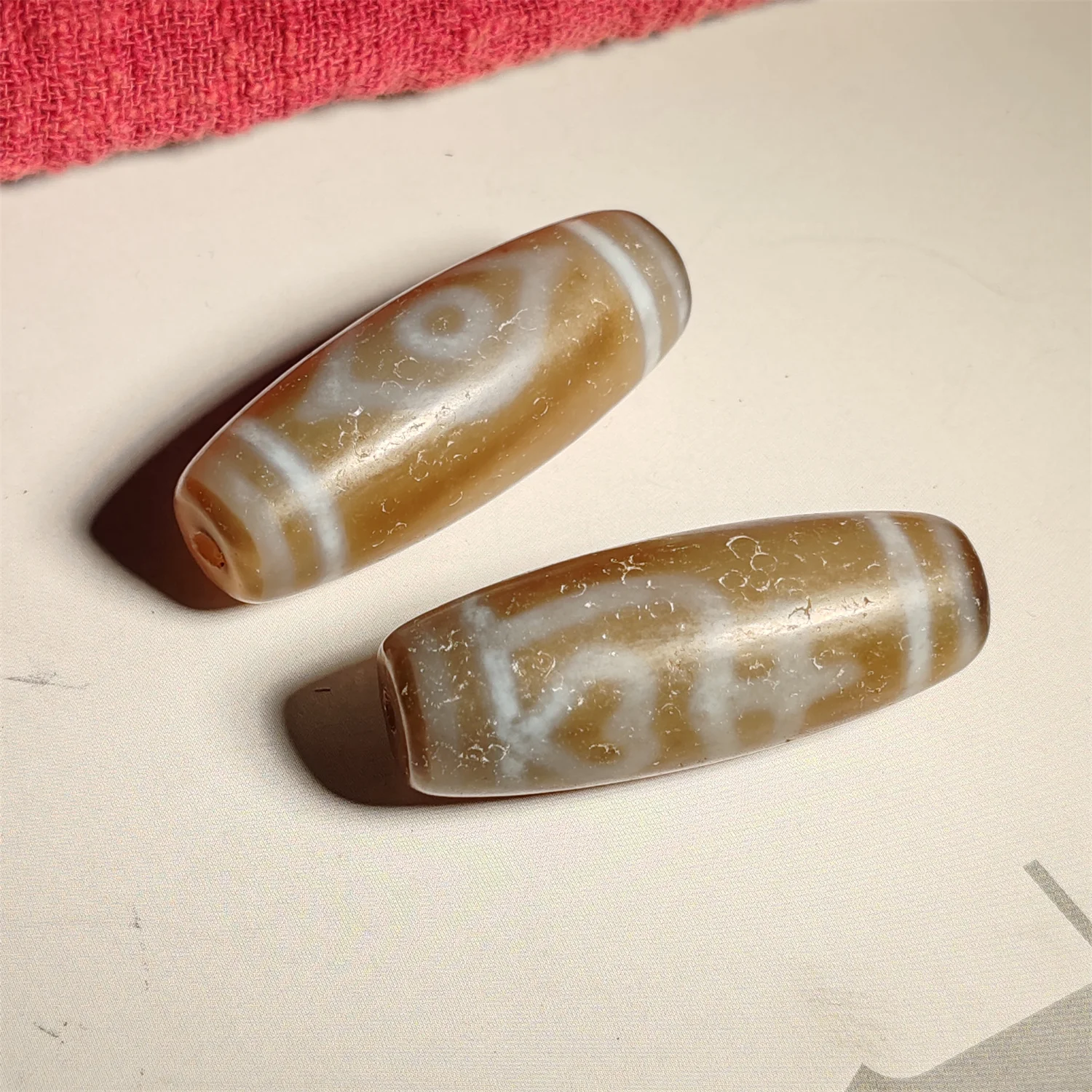 1pcs/lot Natural vase double phoenix eye pattern agate dzi Weathering lines High-grade craft handmade beads Ethnic style